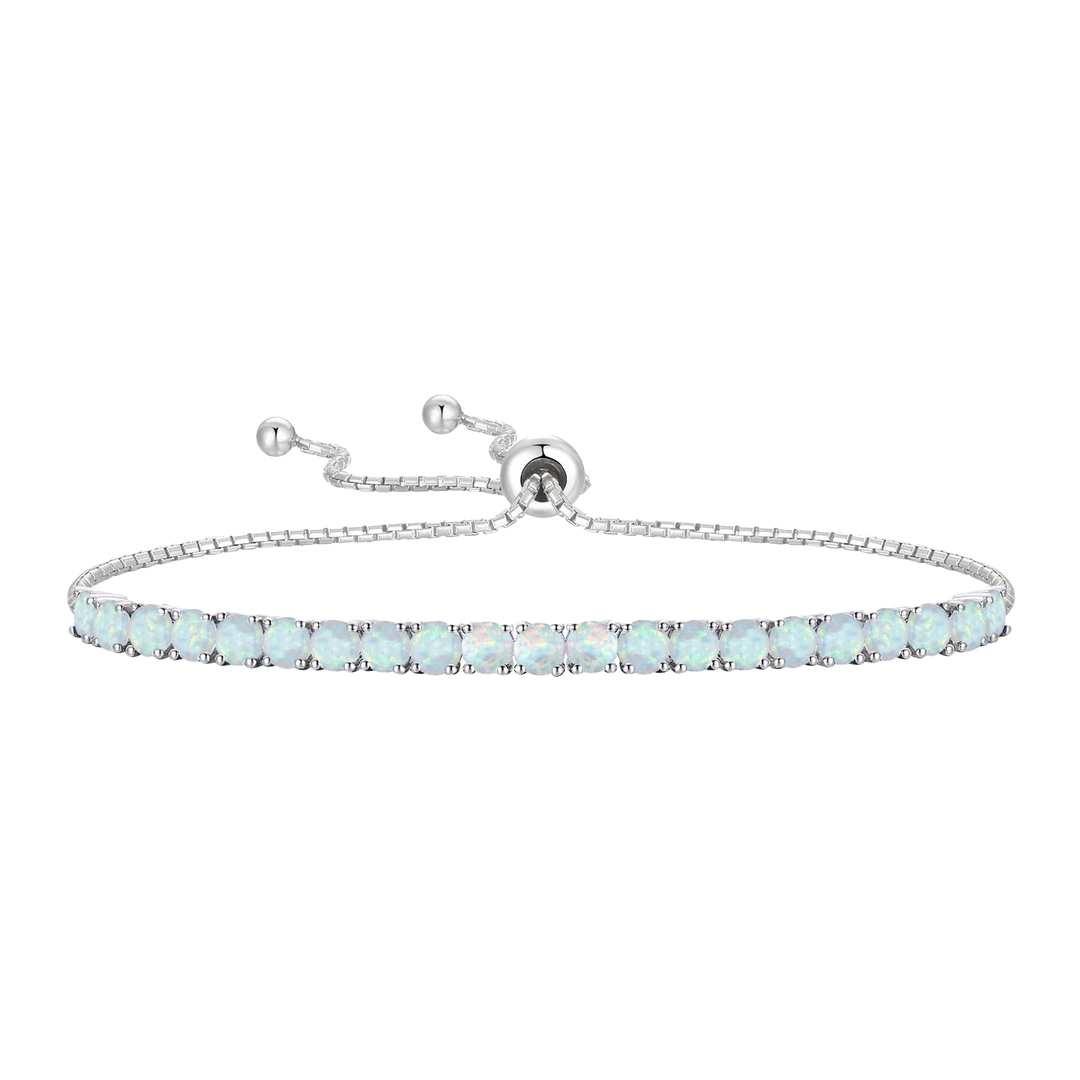 Sterling Silver Adjustable Gemstone Bolo Bracelet