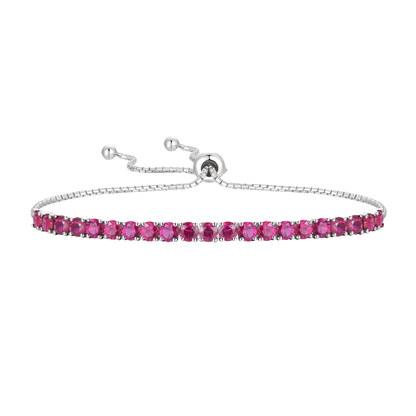 Sterling Silver Adjustable Gemstone Bolo Bracelet