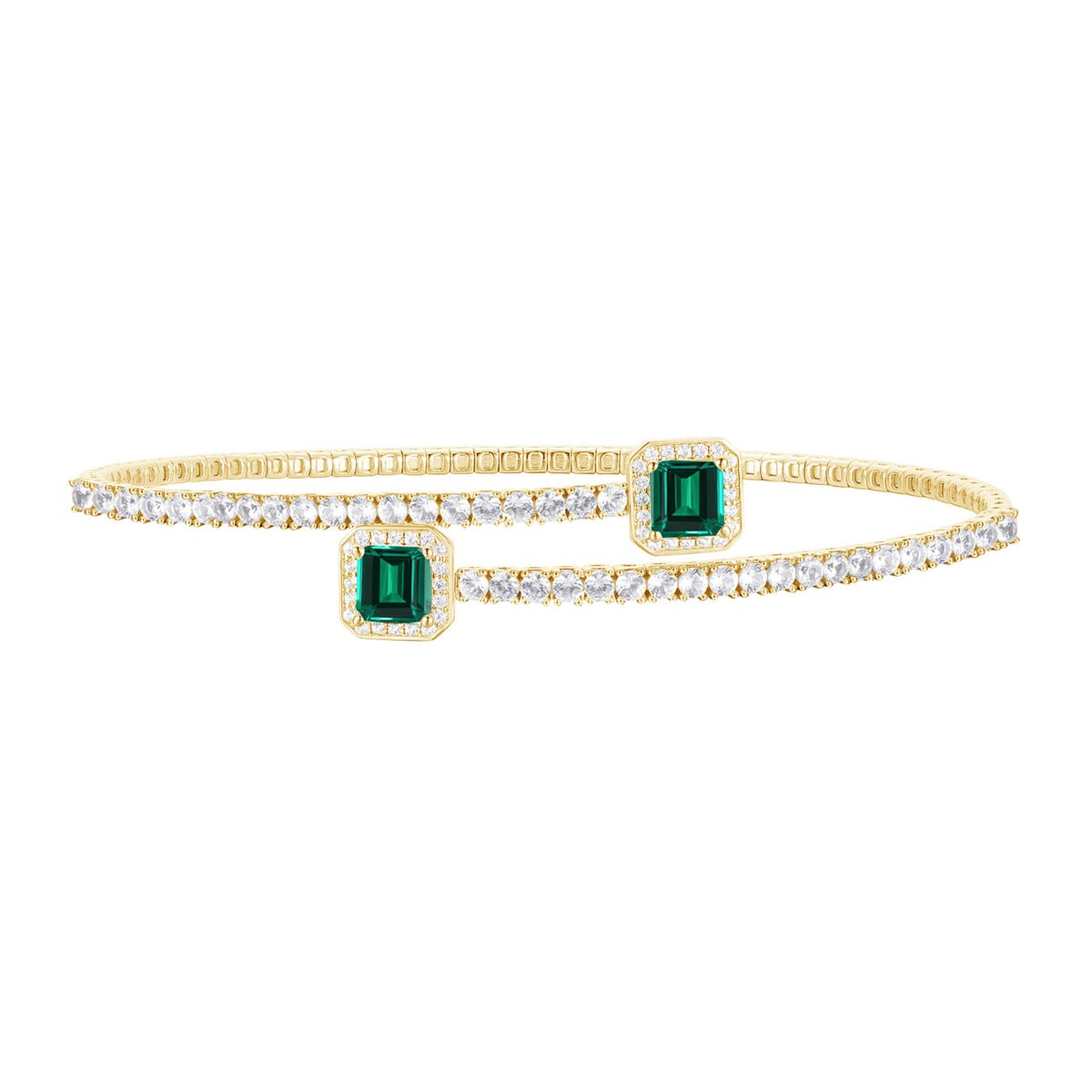Sterling Silver Lab Created Gemstone Flex Bangle