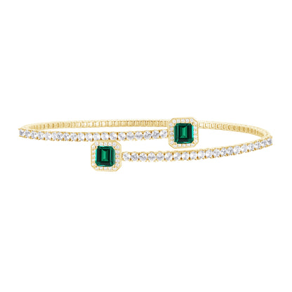 Sterling Silver Lab Created Gemstone Flex Bangle