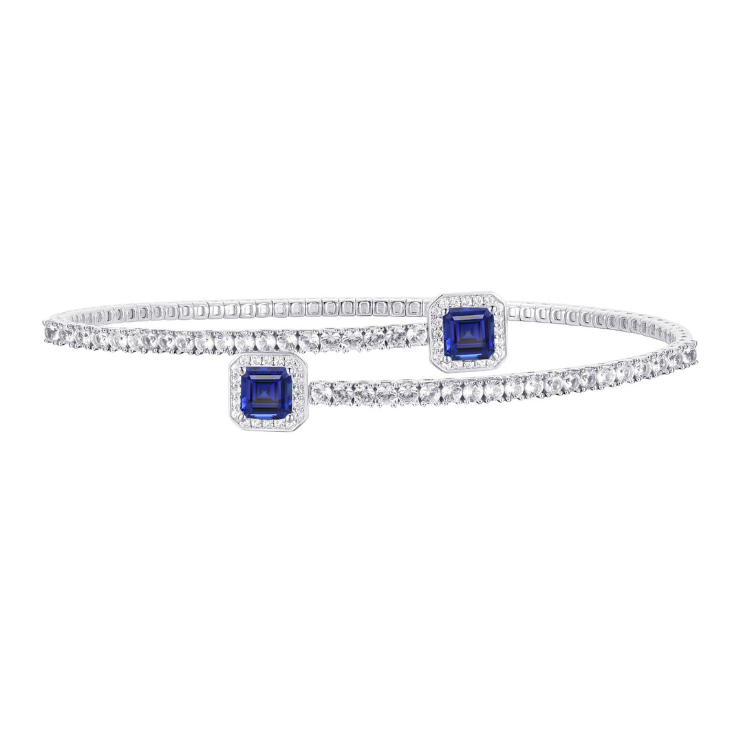 Sterling Silver Lab Created Gemstone Flex Bangle