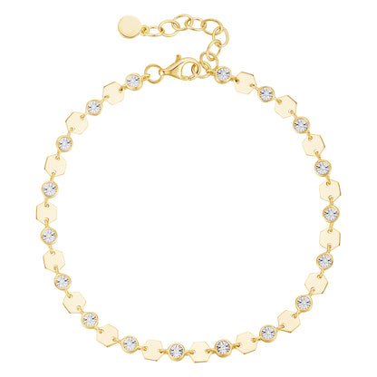 Sterling Silver or 14K Yellow Gold Plated Silver Diamond Luna Bracelet