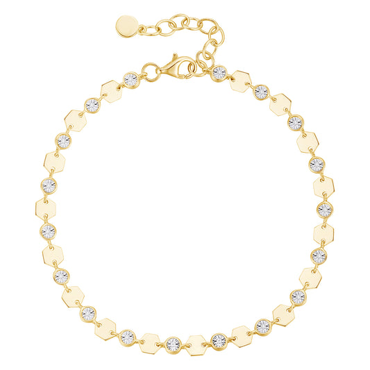Sterling Silver or 14K Yellow Gold Plated Silver Diamond Luna Bracelet