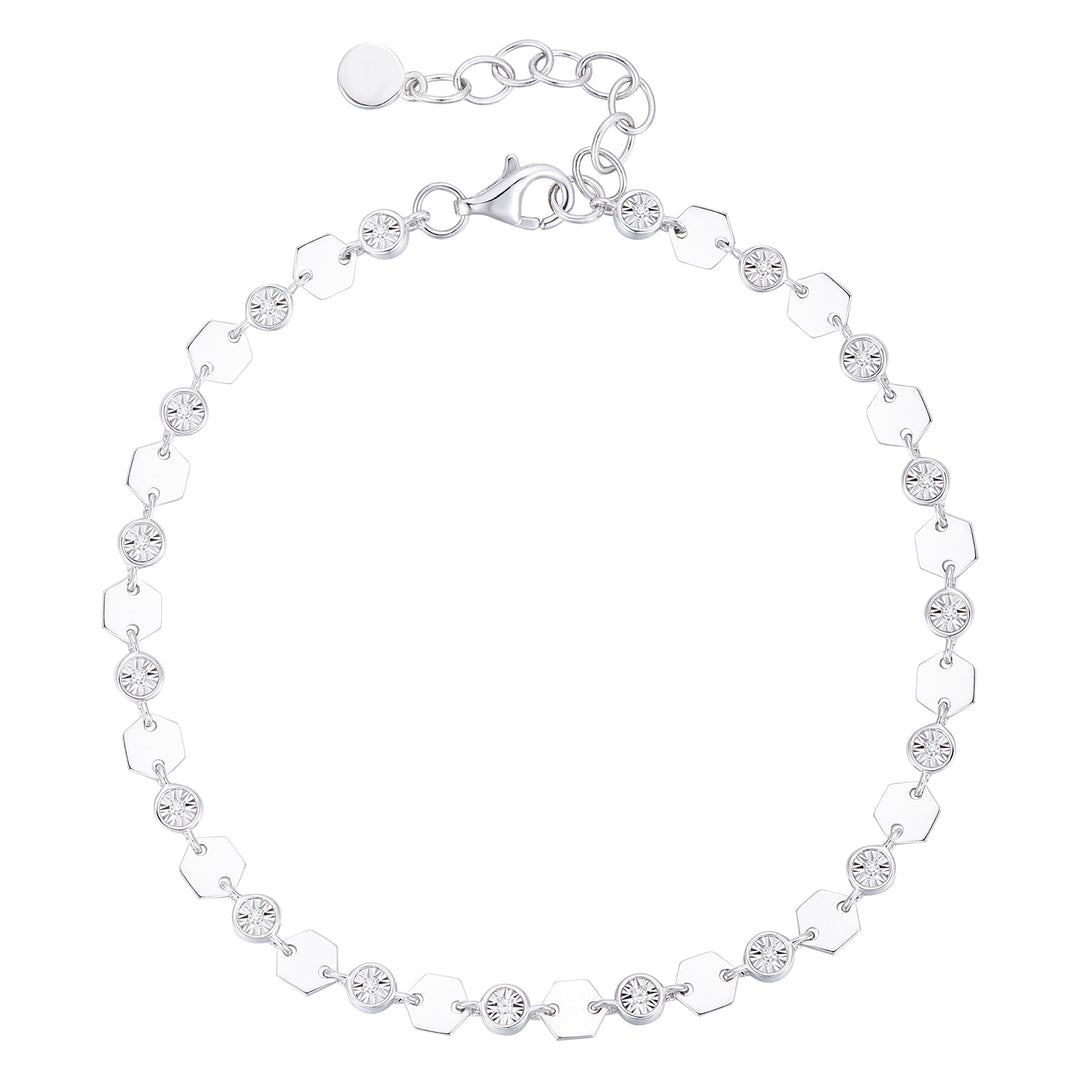 Sterling Silver or 14K Yellow Gold Plated Silver Diamond Luna Bracelet