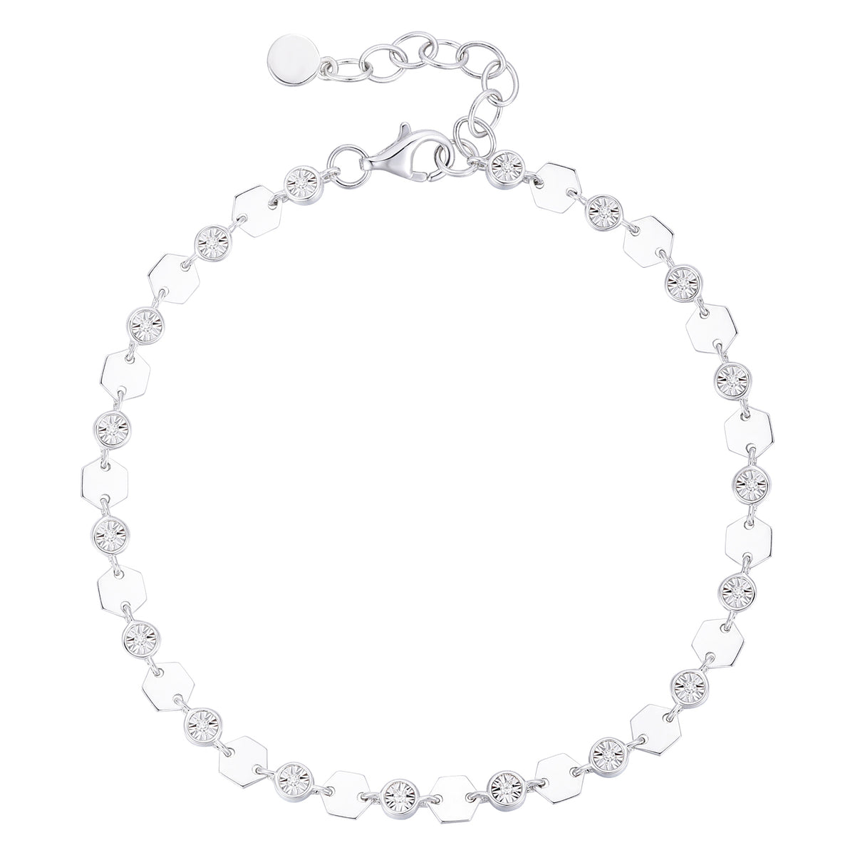 Sterling Silver or 14K Yellow Gold Plated Silver Diamond Luna Bracelet