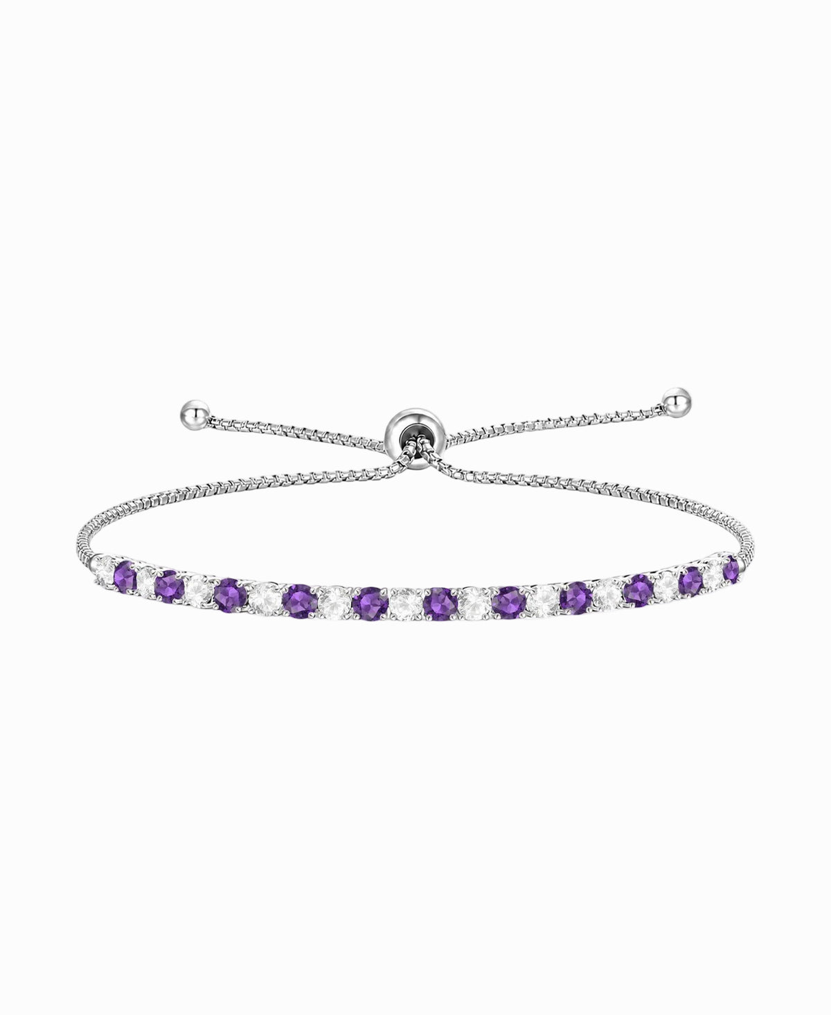 Sterling Silver Alternating Genuine Gemstone Adjustable Bolo Bracelet