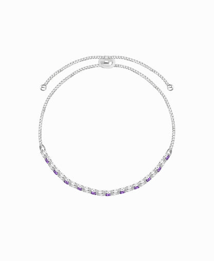 Sterling Silver Alternating Genuine Gemstone Adjustable Bolo Bracelet - view 4