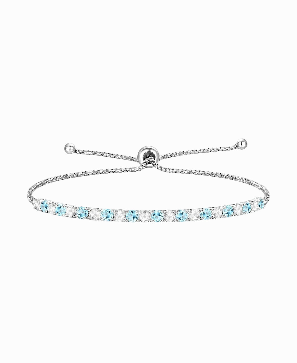 Sterling Silver Alternating Genuine Gemstone Adjustable Bolo Bracelet - view 6