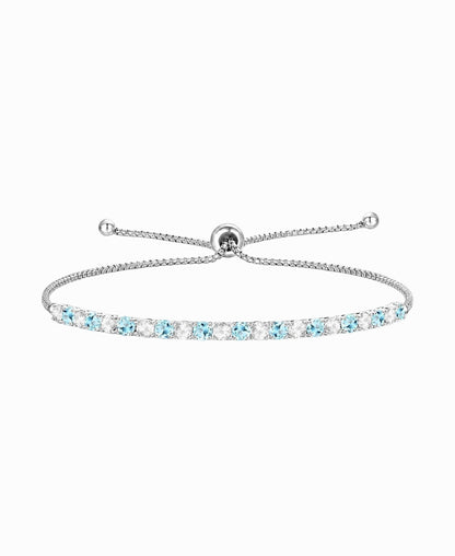 Sterling Silver Alternating Genuine Gemstone Adjustable Bolo Bracelet - view 6