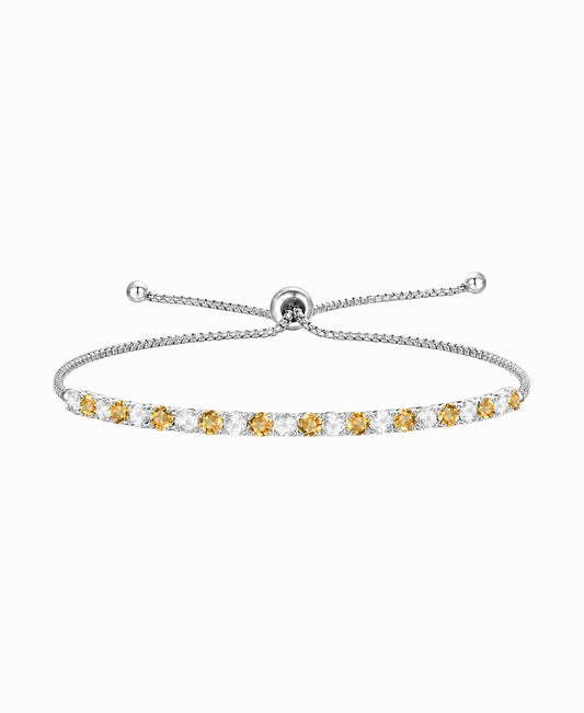Sterling Silver Alternating Genuine Gemstone Adjustable Bolo Bracelet - view 9
