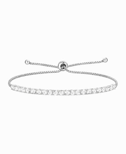Sterling Silver 1 1/2 ct tw Lab Grown Diamond Adjustable Bolo Bracelet