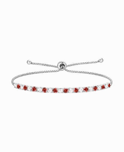 Sterling Silver Alternating Genuine Gemstone Adjustable Bolo Bracelet - view 15