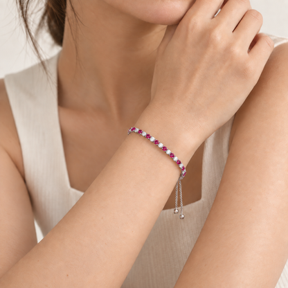 Sterling Silver Alternating Gemstone Adjustable Bolo Bracelet - view 11