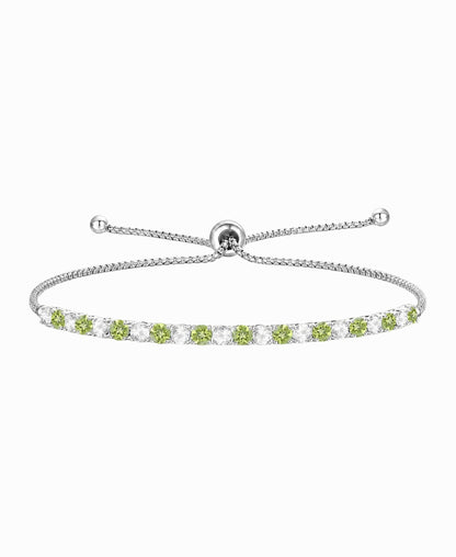 Sterling Silver Alternating Genuine Gemstone Adjustable Bolo Bracelet - view 12
