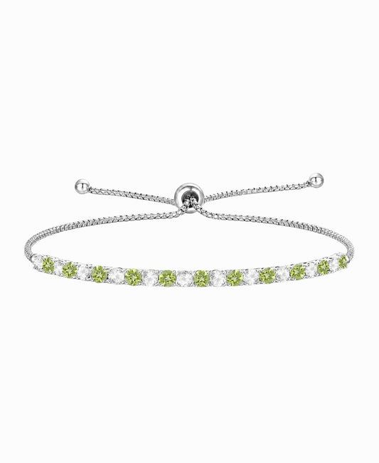 Sterling Silver Alternating Genuine Gemstone Adjustable Bolo Bracelet - view 12