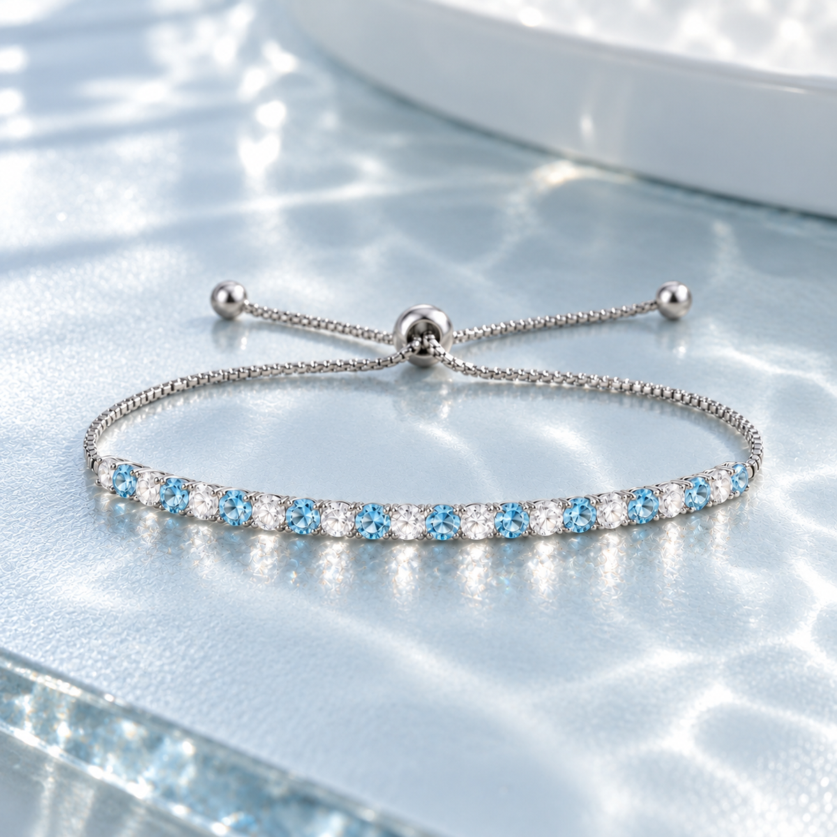Sterling Silver Alternating Genuine Gemstone Adjustable Bolo Bracelet - view 7