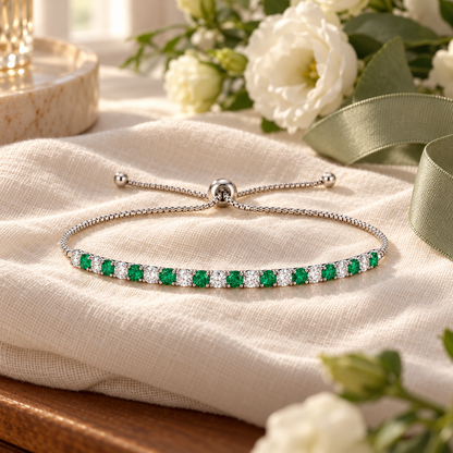 Sterling Silver Alternating Gemstone Adjustable Bolo Bracelet - view 2