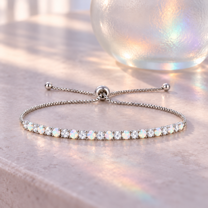Sterling Silver Alternating Gemstone Adjustable Bolo Bracelet