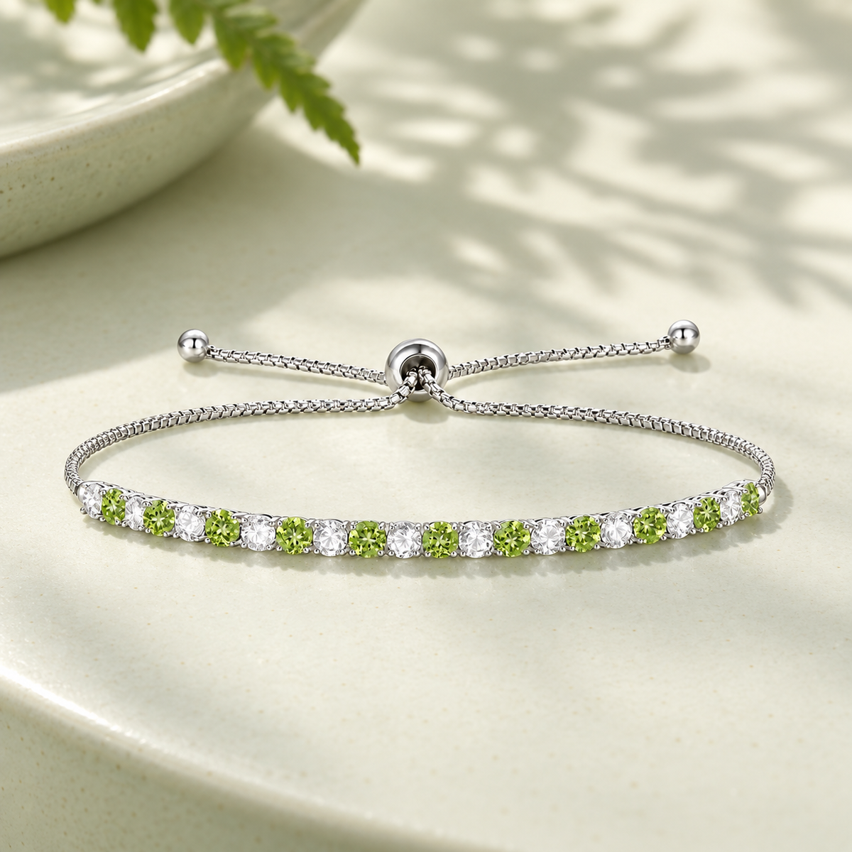 Sterling Silver Alternating Genuine Gemstone Adjustable Bolo Bracelet - view 13