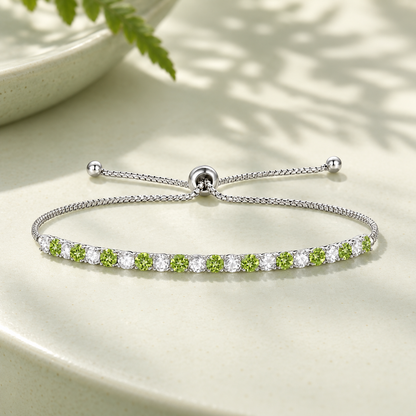 Sterling Silver Alternating Genuine Gemstone Adjustable Bolo Bracelet - view 13