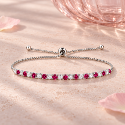 Sterling Silver Alternating Gemstone Adjustable Bolo Bracelet - view 10