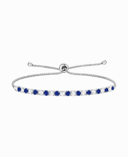 Sterling Silver Alternating Gemstone Adjustable Bolo Bracelet - view 6
