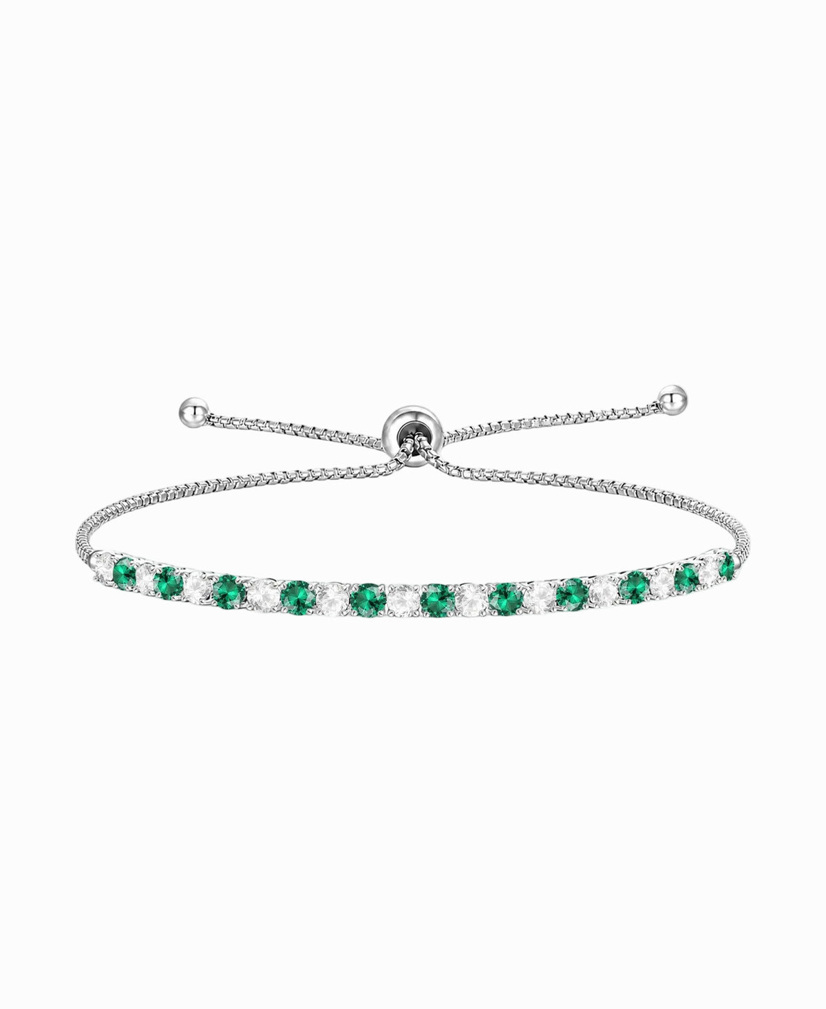 Sterling Silver Alternating Gemstone Adjustable Bolo Bracelet