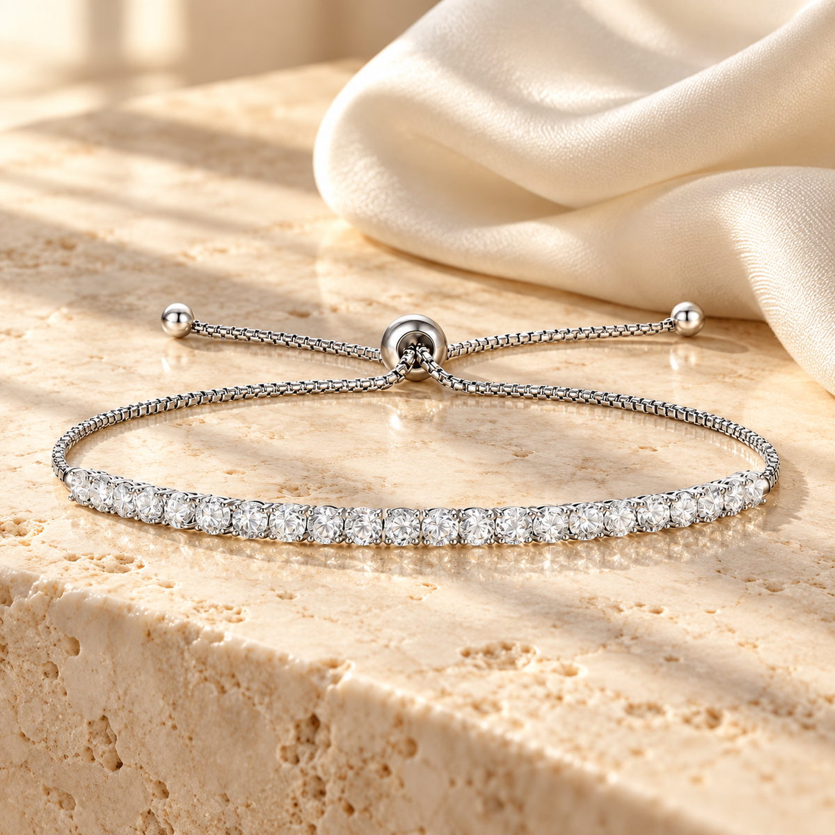 Sterling Silver 1 1/2 ct tw Lab Grown Diamond Adjustable Bolo Bracelet - view 2