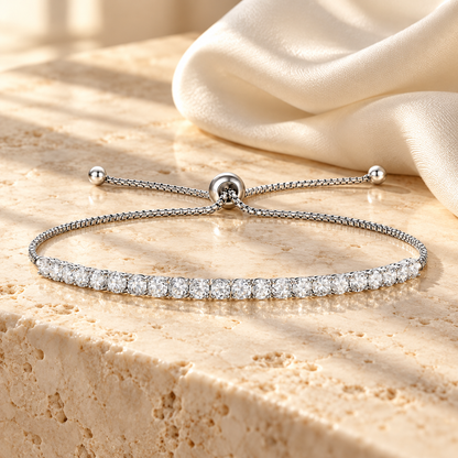 Sterling Silver 1 1/2 ct tw Lab Grown Diamond Adjustable Bolo Bracelet - view 2