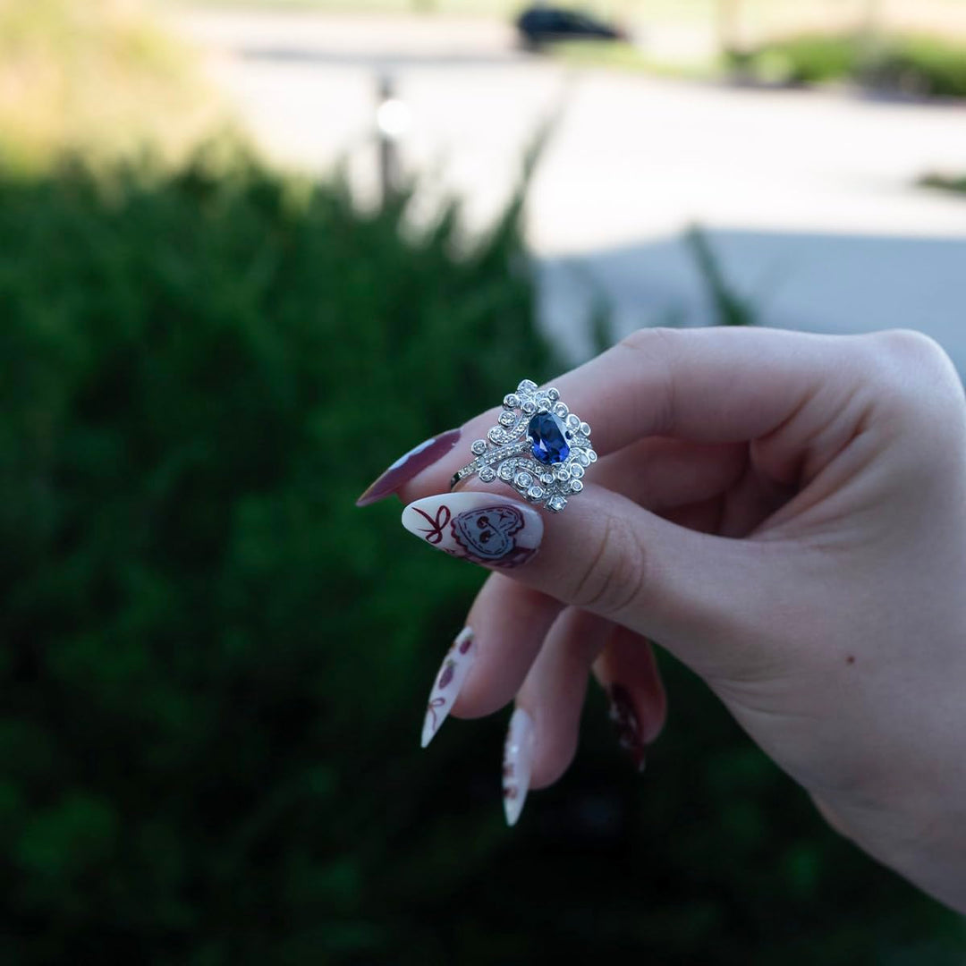 Sterling Silver Lab Created Gemstone Cocktail Ring