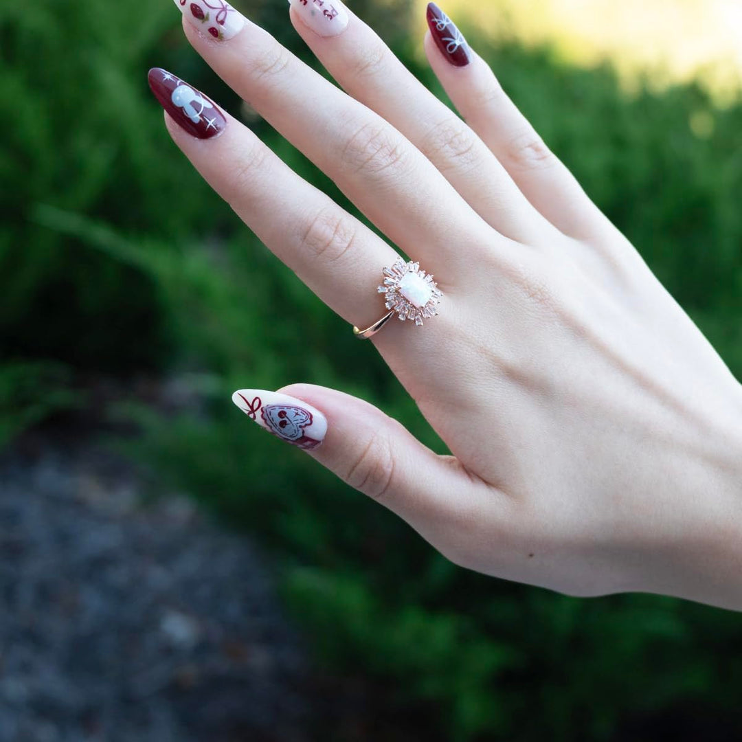 Sterling Silver Lab Created Opal & White Sapphire Cocktail Ring