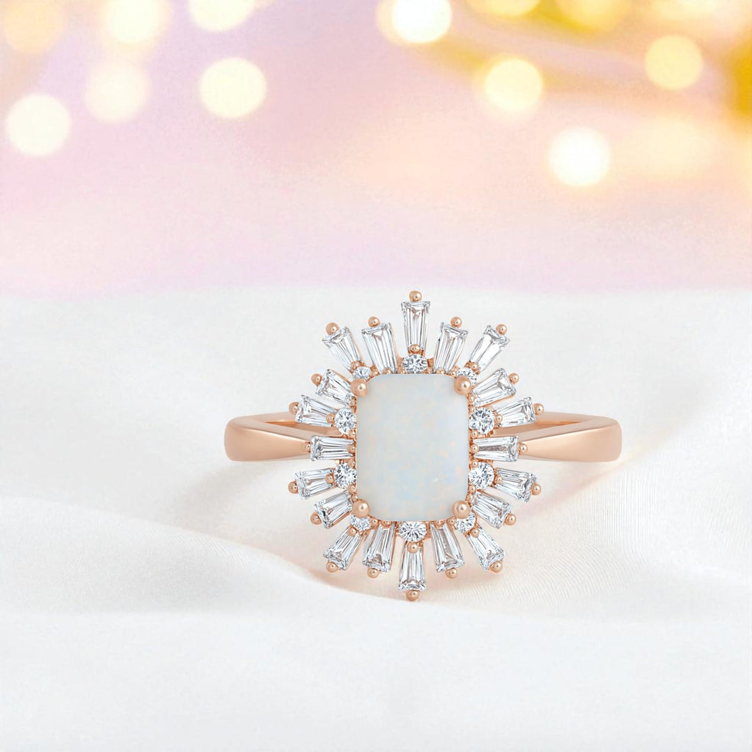 Sterling Silver Lab Created Opal & White Sapphire Cocktail Ring