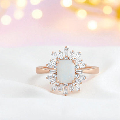 Sterling Silver Lab Created Opal & White Sapphire Cocktail Ring