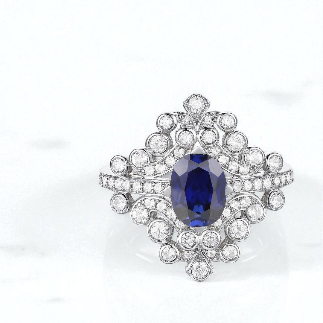 Sterling Silver Lab Created Gemstone Cocktail Ring