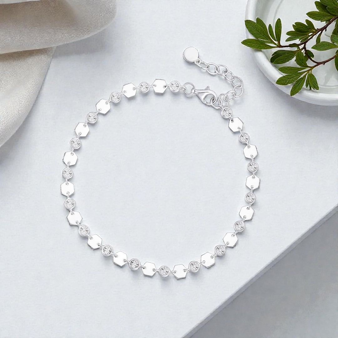 Sterling Silver or 14K Yellow Gold Plated Silver Diamond Luna Bracelet