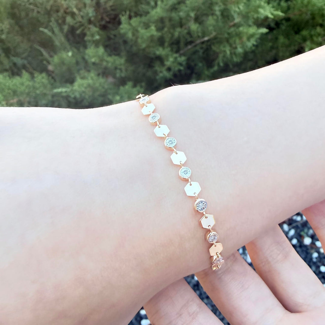 Sterling Silver or 14K Yellow Gold Plated Silver Diamond Luna Bracelet