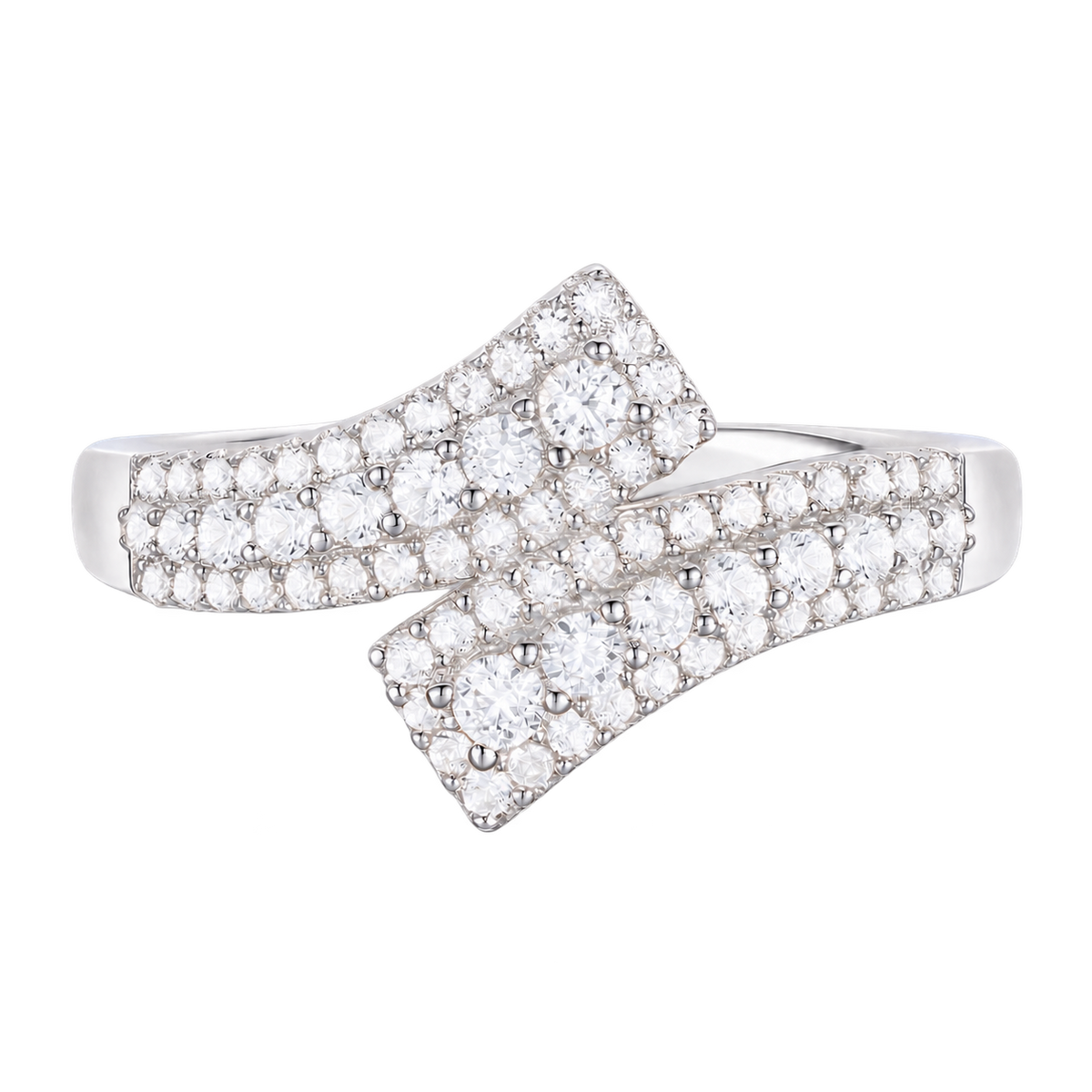 10K White Gold 1/2 ct tw Diamond By-pass Ring (I-I2)