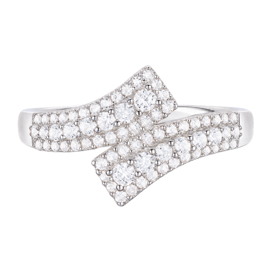 10K White Gold 1/2 ct tw Diamond By-pass Ring (I-I2)