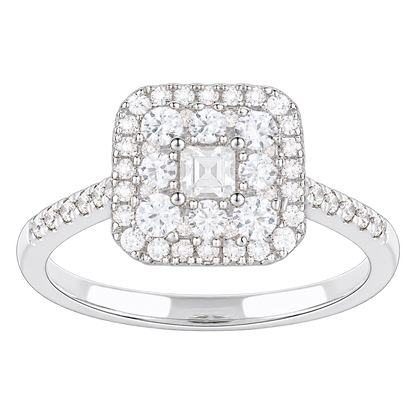10K White Gold 1/2 ct tw Diamond Square Halo Ring (I-I2) - view 3