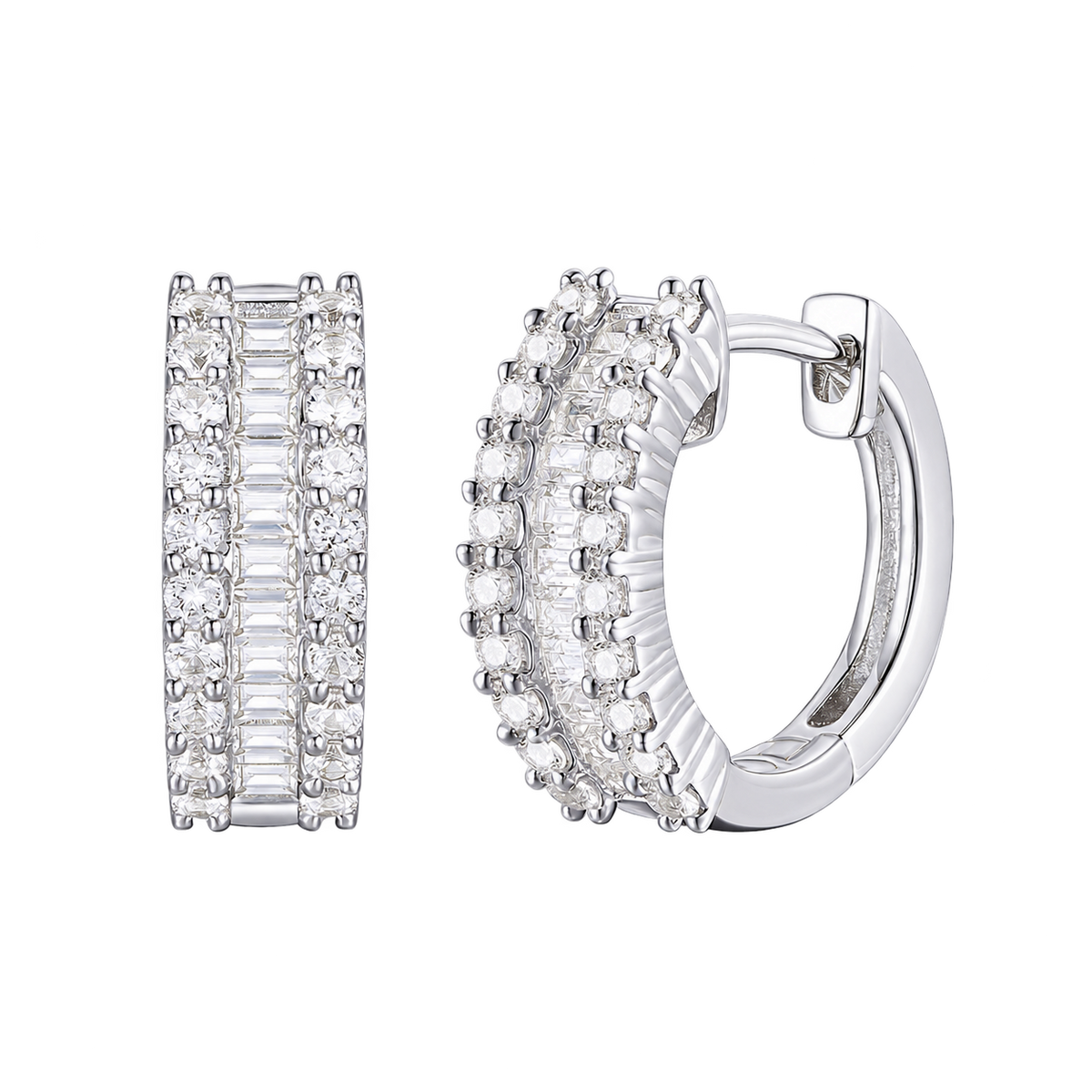 10K White Gold 1/2 ct tw Diamond Huggie Hoop Earring (I-I2)