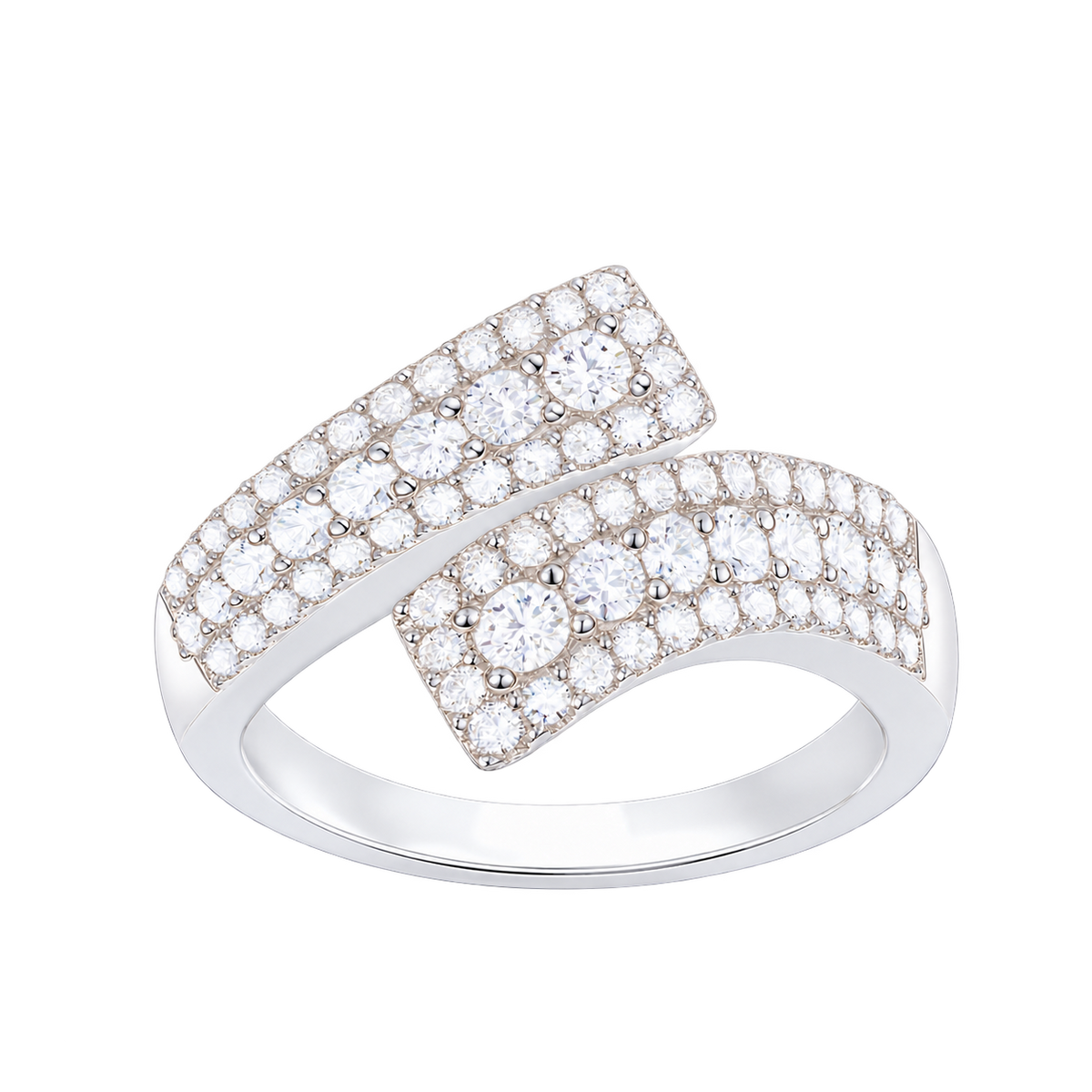 10K White Gold 1/2 ct tw Diamond By-pass Ring (I-I2) - view 3