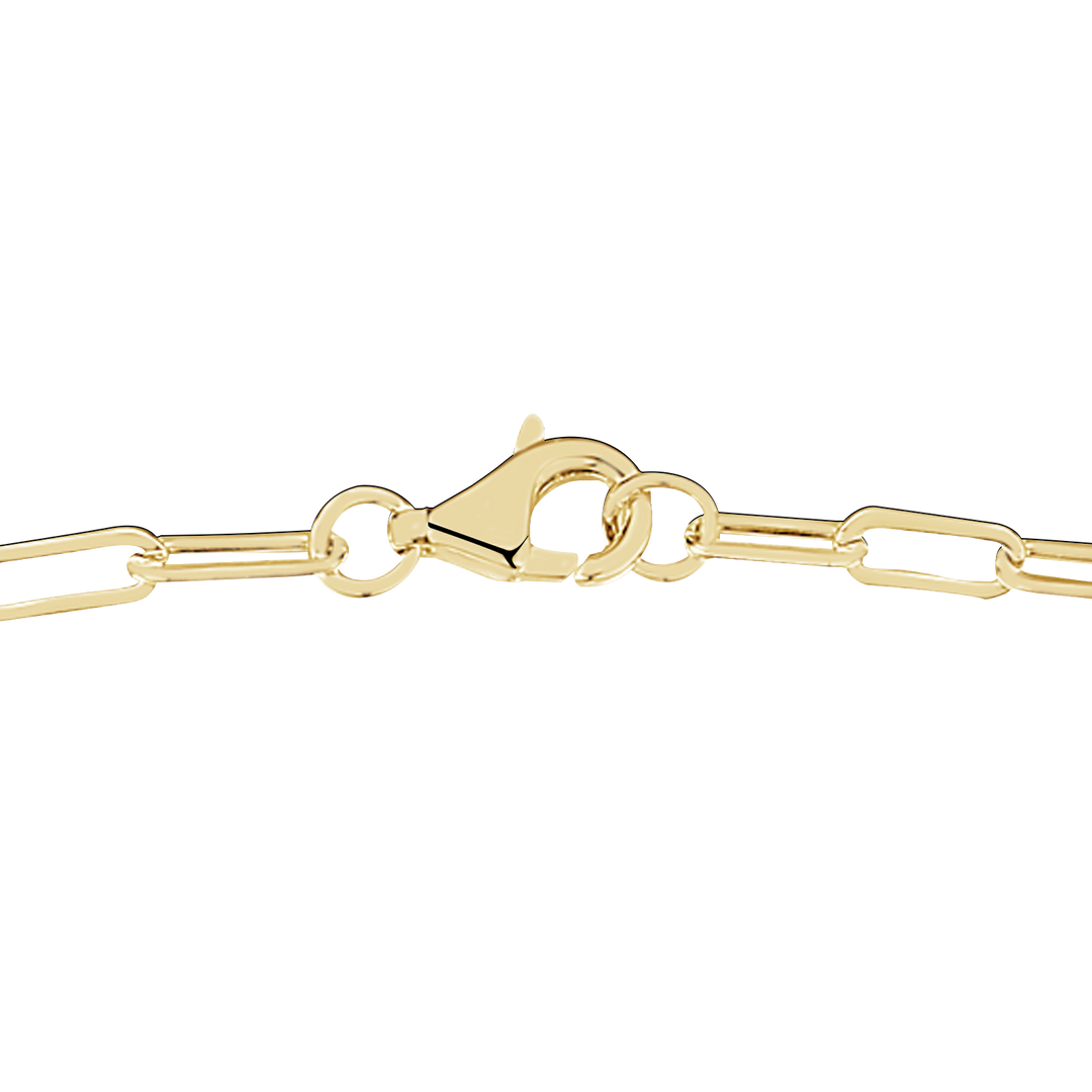 14K Yellow Gold Over Silver 1/6 ct tw Diamond Paperclip Chain Bracelet 7 1/4"