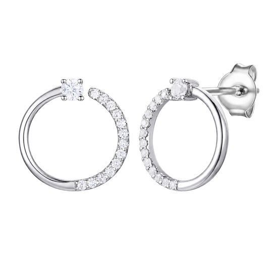 Sterling Silver 1/4 ct tw Diamond Open Circle Earring (I-I2)