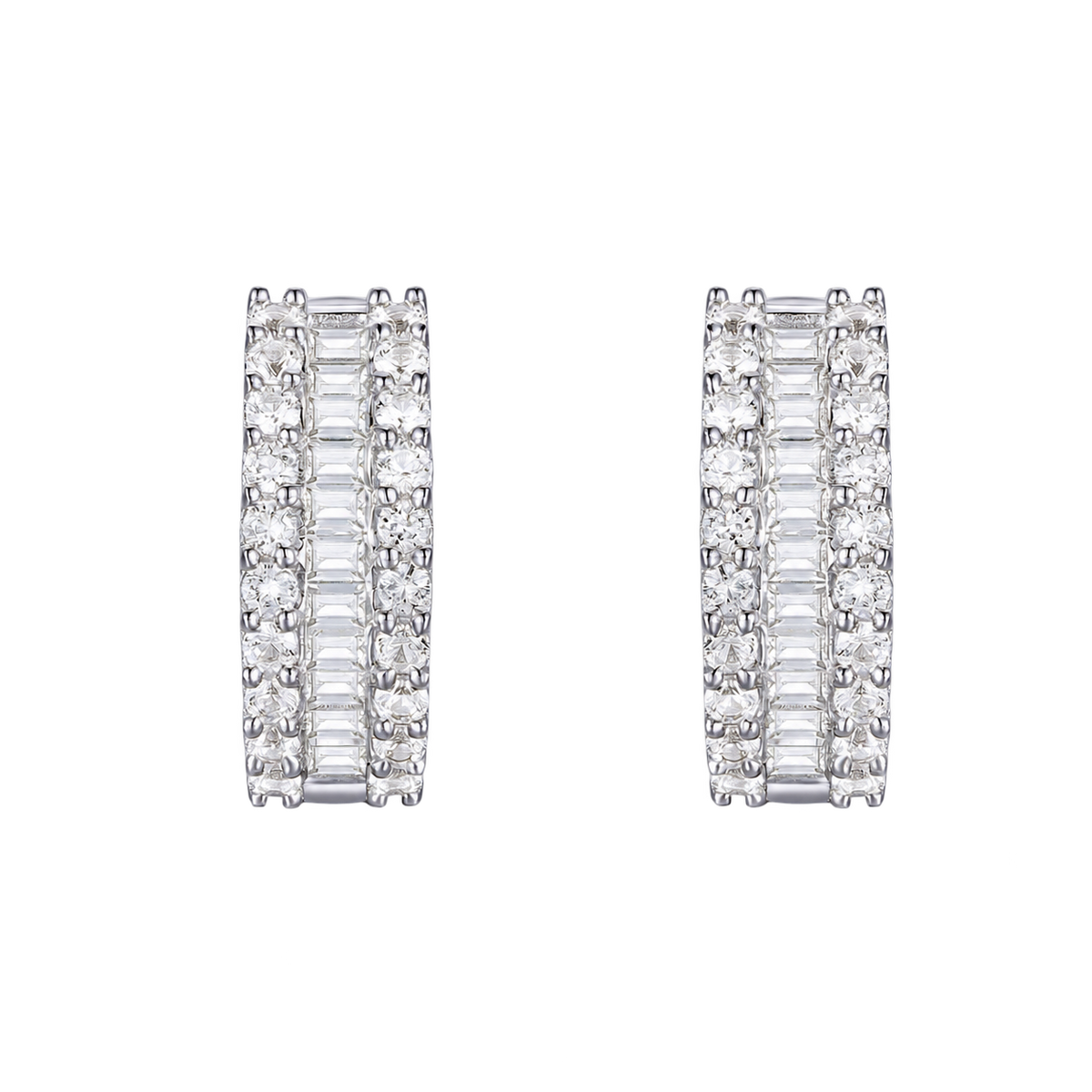 10K White Gold 1/2 ct tw Diamond Huggie Hoop Earring (I-I2) - view 4