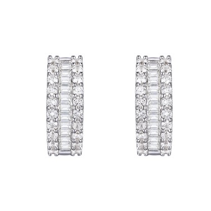 10K White Gold 1/2 ct tw Diamond Huggie Hoop Earring (I-I2) - view 4