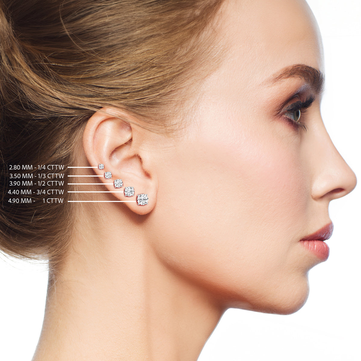 14K Lab Grown Round Solitaire Earrings F-G VS1-VS2
