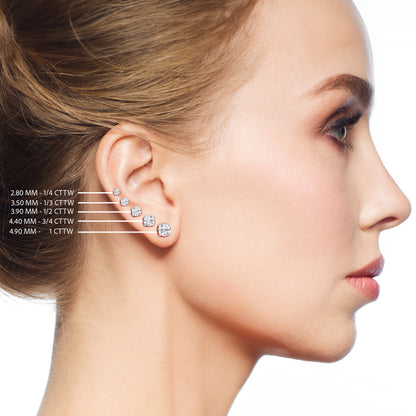14K Lab Grown Round Solitaire Earrings F-G VS1-VS2