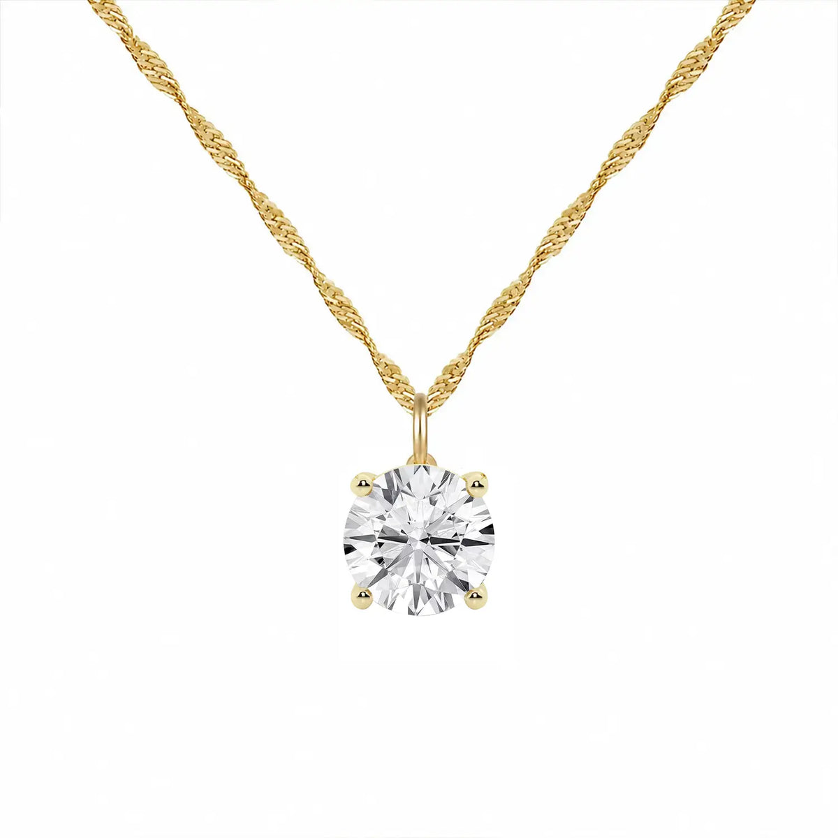 14K Lab Grown Round Solitaire Pendant F-G VS1-VS2
