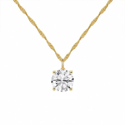 14K Lab Grown Round Solitaire Pendant F-G VS1-VS2