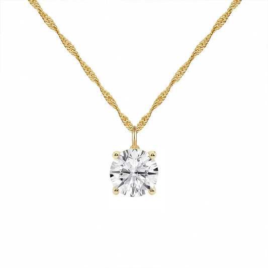 14K Lab Grown Round Solitaire Pendant F-G VS1-VS2